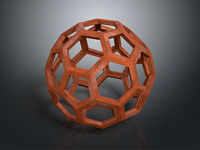 Modern Red Decorative Hollow Sphere With Hexagonal Structure For Home Daily Necessities 3d model