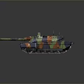Modern Military Tank With Colorful Camouflage Pattern Turret And Long Cannon Design