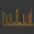 Colorful Decorative Tower Structure With Circular Golden Base And Green Central Area
