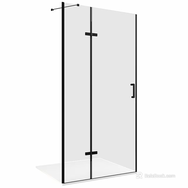 Modern Shower Sauna Design With Glass Door And Black Frame Structure 3d model 