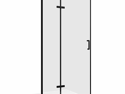Modern Shower Sauna Design With Glass Door And Black Frame Structure 3d model