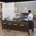 Modern Kitchen Interior Featuring Stylish Cabinets Island Countertop And Pendant Lights