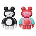Cute Cartoon Dolls With Black Red Bodies Round Ears Light Green Arms And Colorful Design