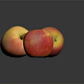 Three Fresh Apples With Red And Yellow Gradient On Black Reflective Surface