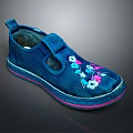 Comfortable Traditional Blue Cloth Shoes with Embroidered Floral Patterns for Daily Use