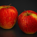 Fresh Shiny Red Apples With Yellow Spots On Dark Background