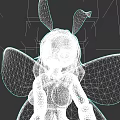 Flying Butterfly Character With Brown Hair Glasses Orange Top And Colorful Patterned Glowing Wings