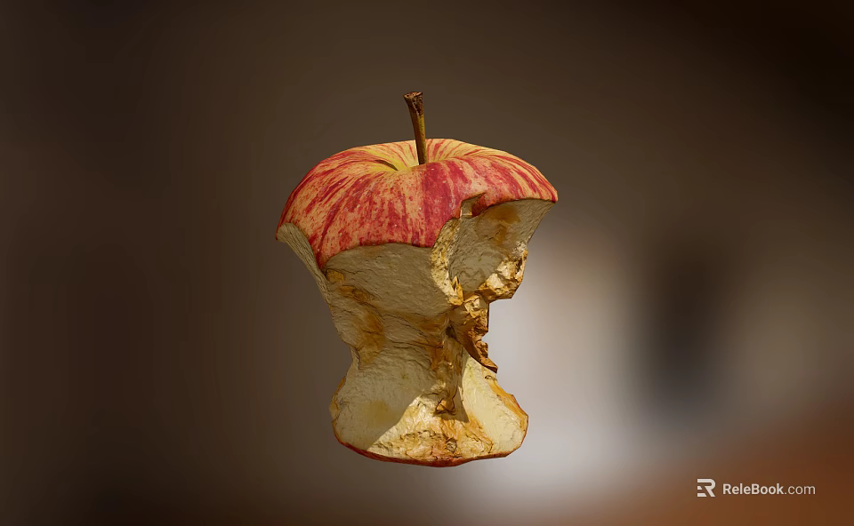 Bitten Apple With Red And Yellow Skin Showing Bite Marks And Core 3d model