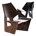 Sleek Modern Leisure Chair Design With Walnut Wood Curves And Unique Structure