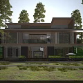 Modern Detached Villa With Glass Facade Swimming Pool Terrace And Landscaped Garden