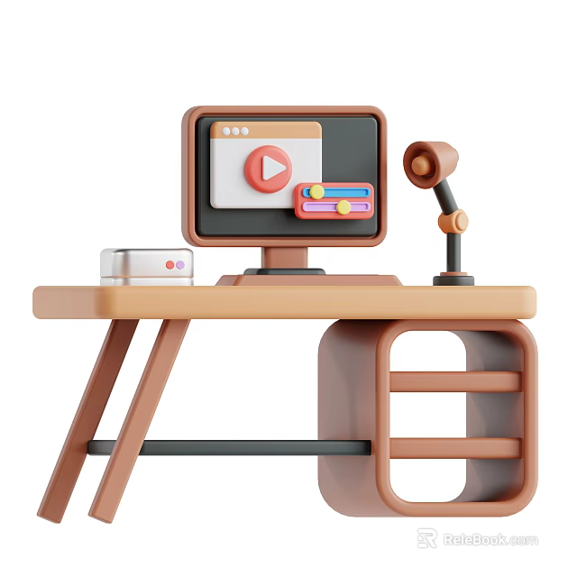 Modern Commercial Equipment Workbench Setup With Monitor Tools And Storage Shelf 3d model 