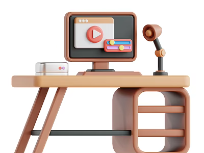 Modern Commercial Equipment Workbench Setup With Monitor Tools And Storage Shelf 3d model