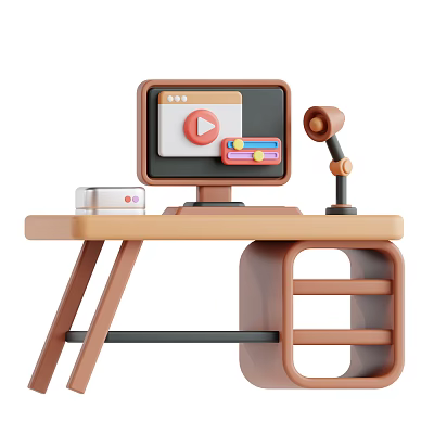 Modern Commercial Equipment Workbench Setup With Monitor Tools And Storage Shelf 3d model