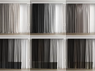 Modern Simple Curtain Fabric Curtain Milk Tea Curtain Grey Curtain Solid Color Curtain 3d model