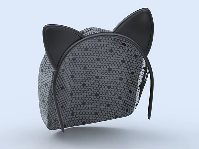 Cute Cat Ear Hat With Star Pattern Design And Black Ear Accents For Fashion 3d model
