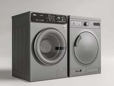 LG Front Load Washing Machine and Dryer Pair in Modern Gray Finish 3d model