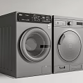 LG Front Load Washing Machine and Dryer Pair in Modern Gray Finish 3d model