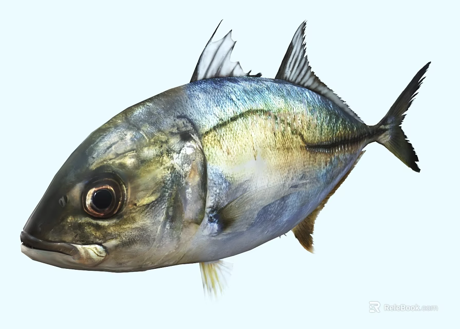 Aquatic Animal Fish With Blue Silver Gold Shiny Scales And Big Eyes 3d model 