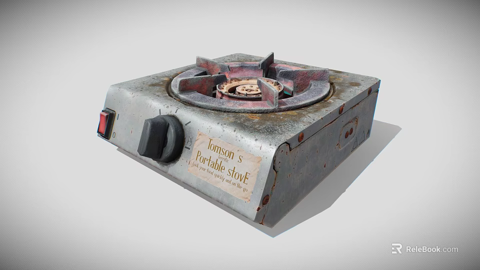 Vintage Tommy's Portable Stove Kitchen Appliance with Single Burner Knob and Red Switch 3d model 