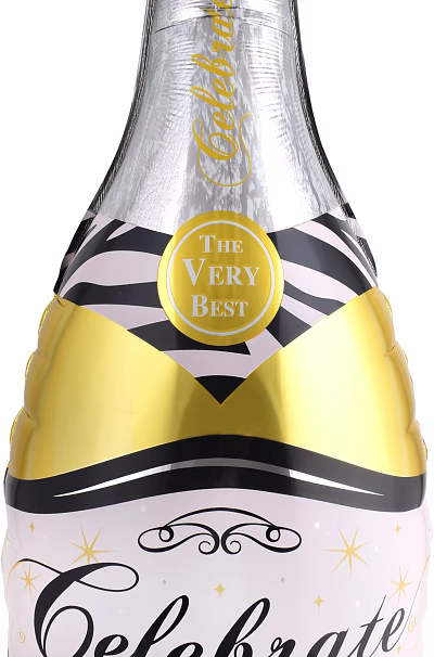 Decorative Bottle With Gold Circular Label The Very Best Black White Zebra Stripes Yellow Design 3d model