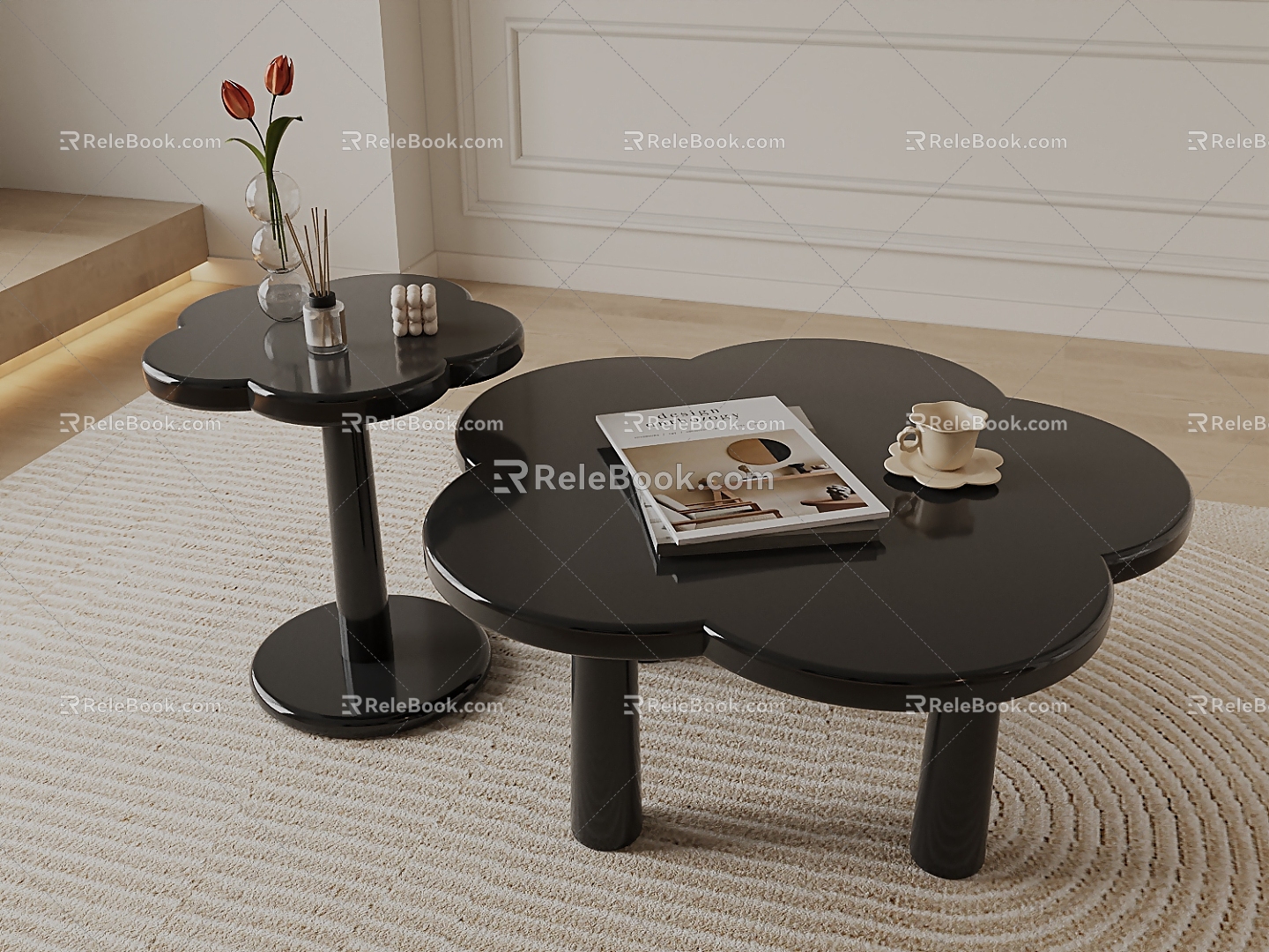 French vintage petal coffee table 3d model