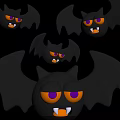 Cute Black Bat Characters With Yellow Eyes Orange Mouths Multiple Different Sizes Playful Design