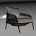 Modern Woven Rattan Leisure Chair With Light Gray Cushion And Minimalist Design