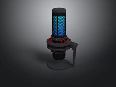 Electronic LED Warning Light With Blue Illumination Black Housing And Handle 3d model