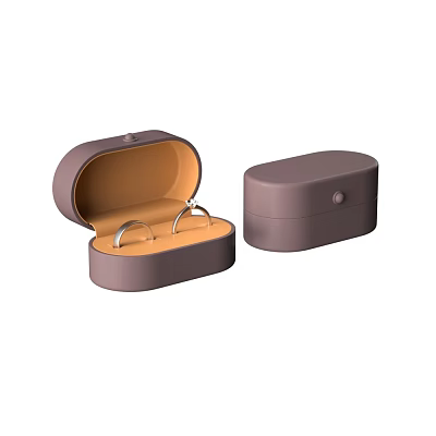 Open Purple Jewelry Box with Rings Inside and Closed Case with Orange Lining 3d model