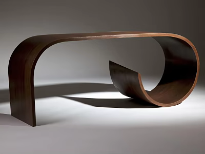 Sleek Modern Wooden Bar Counter With Unique Curved Artistic Design 3d model