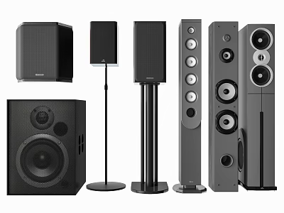 High Quality Headphones and Speakers Including Floorstanding Bookshelf and Subwoofer Models 3d model