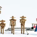Traditional Agricultural Equipment Scarecrows In Rural Farm For Crop Protection