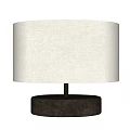 Modern Minimalist Linen Shade Table Lamp With Concrete Base And Brass Rod Design