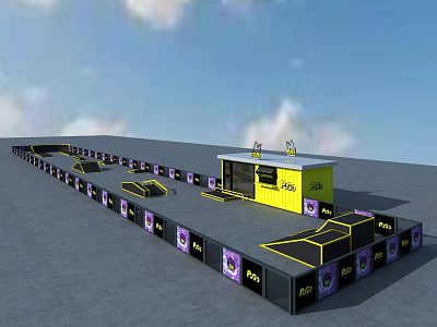 AGO Skate Park Modular Setup With Ramps Trick Boxes And Sports Facilities 3d model