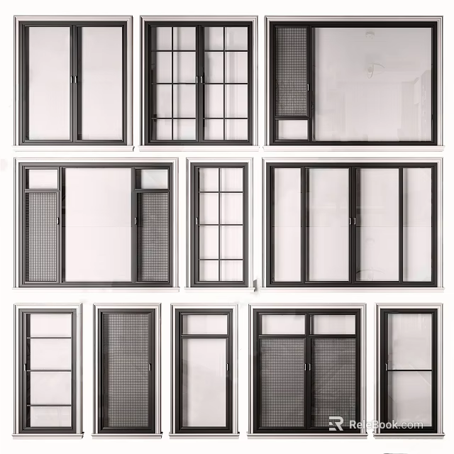 Modern Casement Windows With Multiple Designs Aluminum Frame Security Screen And Energy Efficient 3d model