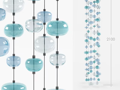 Modern Decorative Chandelier With Transparent And Blue Glass Orbs Hanging Design 3d model