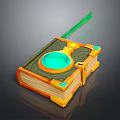 Fantasy Magic Book Featuring Golden Decorations Green Gemstone And 3D Design 3d model