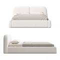Modern Cream Upholstered Double Bed With Plush Pillows And Neutral Bedding