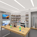 Reno Electronics Store Featuring 5G Smartphones Laptops Display Tables And Wooden Counters 3d model