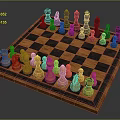 Wooden Chessboard With Checkered Pattern And Neatly Arranged Black White Chess Pieces