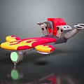 Colorful Toy Aircraft With Red Yellow Flame Design Green Light And Mechanical Parts
