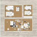 Cork Boards With Handwritten Notes Photos And Keep Learning Signage 3d model
