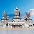 Chinese Temple Temple Ten Thousand Buddha Pagoda 3d model