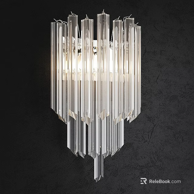 Elegant Modern Transparent Glass Strips Wall Light With Bright Illumination Design 3d model 