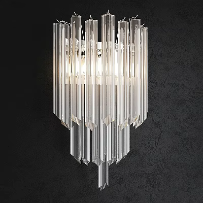 Elegant Modern Transparent Glass Strips Wall Light With Bright Illumination Design 3d model