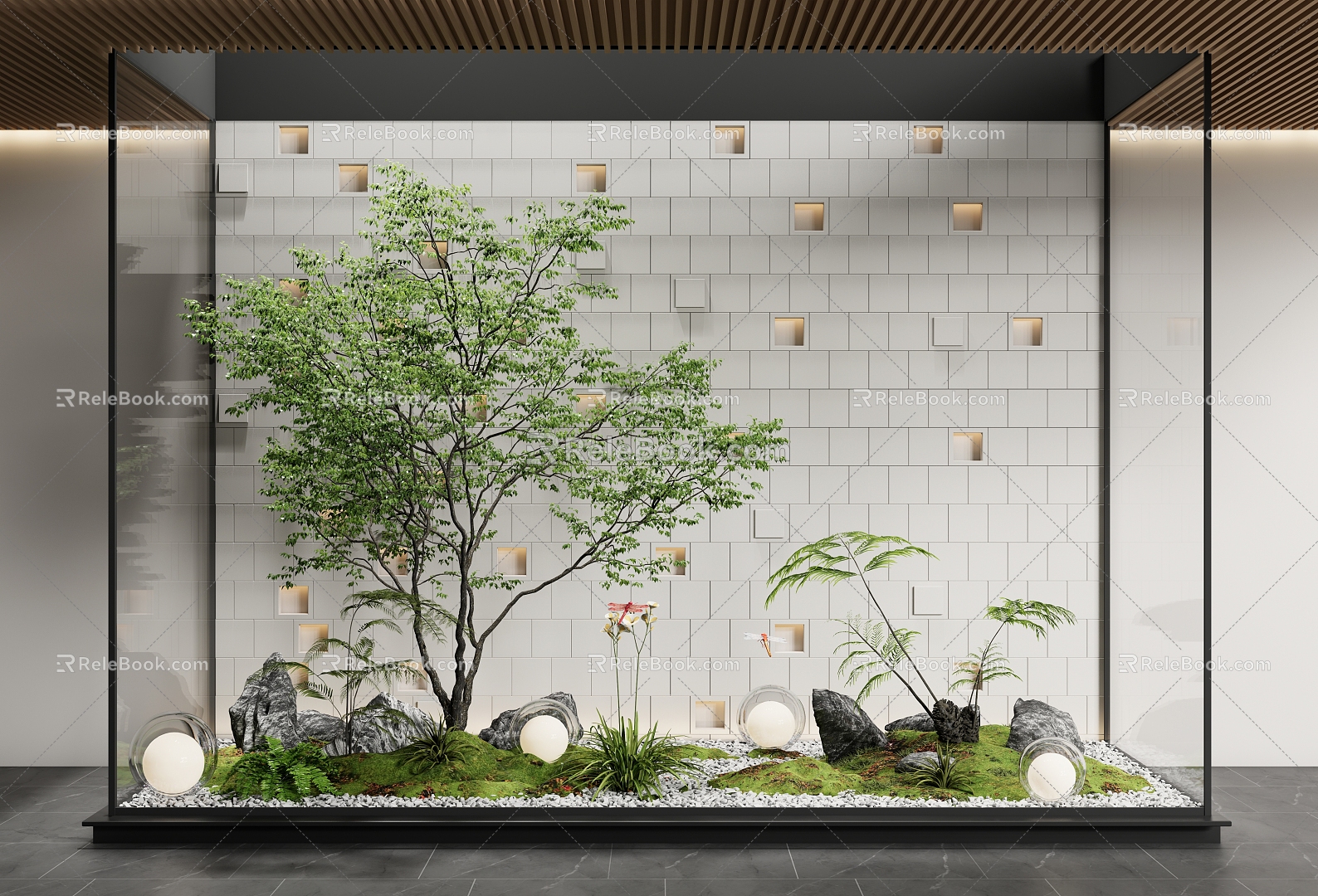 modern landscape sketch courtyard sketch indoor landscape landscaping landscape tree fern micro-terrain 3d model