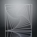 Square Transparent Acrylic Panel With White Spiral Line Design On Dark Background And Reflection 3d model
