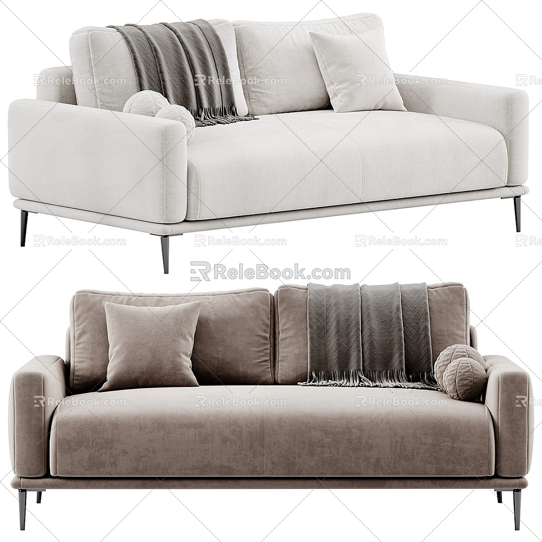 Modern fabric double sofa 3d model