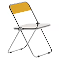 Folding Leisure Chair With Yellow Backrest Transparent Acrylic Seat And Silver Metal Frame