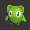 Green Cartoon Owl Toy With Big Eyes Orange Beak And Cute Design